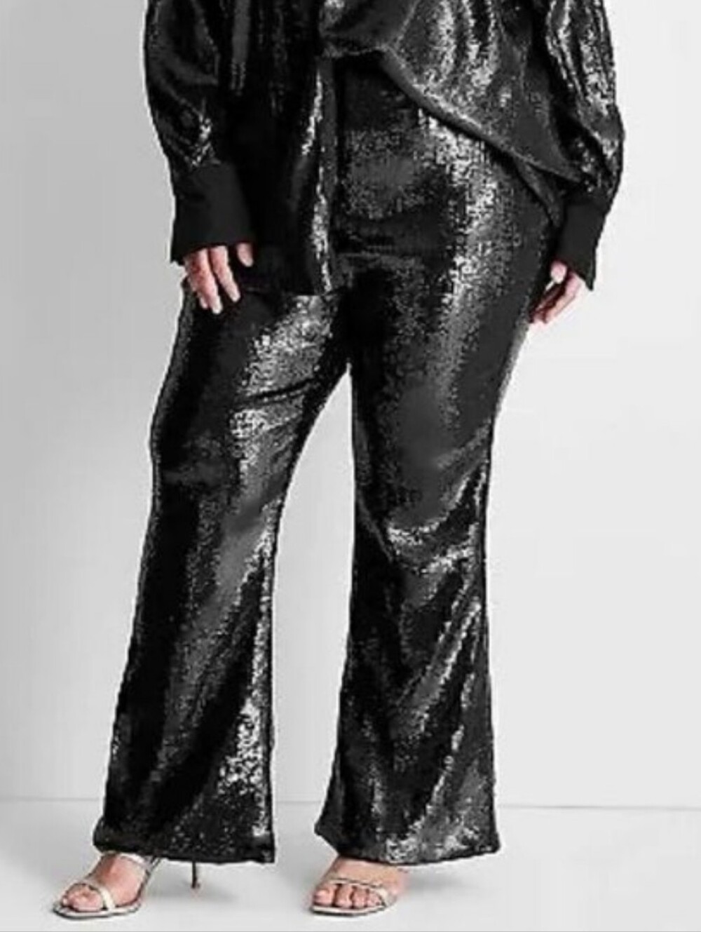 Future Collective Kahlana Barfield Brown Black Sequin Bootcut Pants 28W 30W